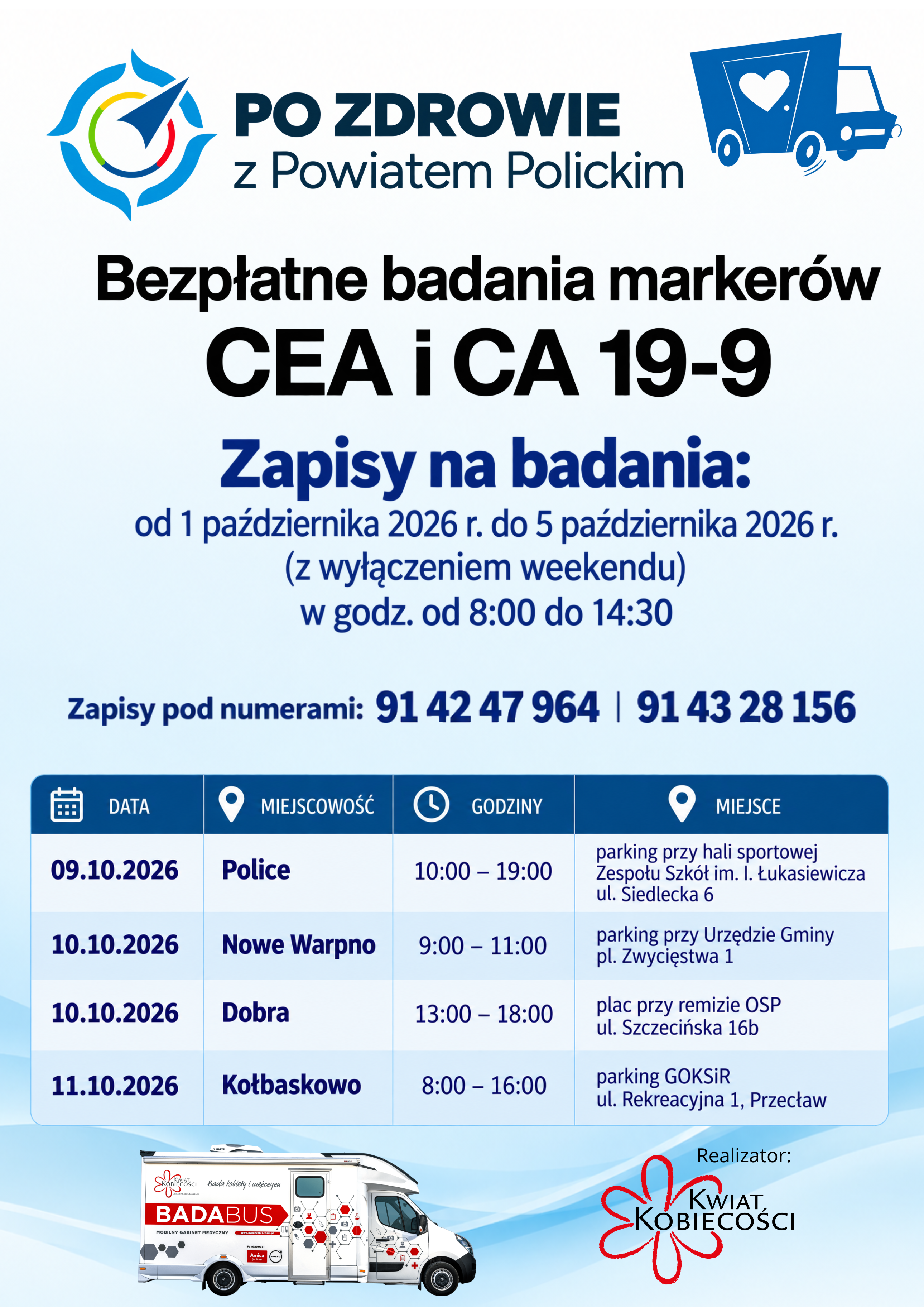Bezpłatne badania profilaktyczne w Dobrej. Skorzystaj z akcji „Po zdrowie z Powiatem Polickim”