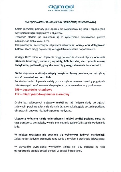 Postępowanie po ukąszeniu przez żmiję zygzakowatą