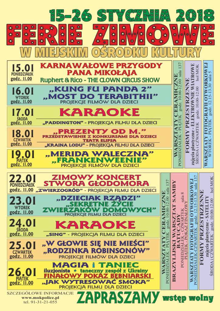 Ferie w Miejskim Ośrodku Kultury w Policach