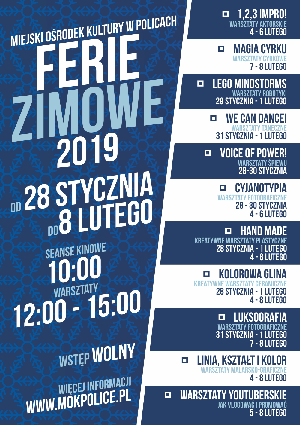 Ferie zimowe w Miejskim Ośrodku Kultury w Policach 