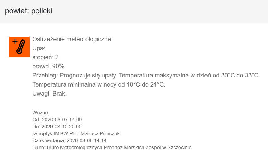 Ostrzeżenie meteorologiczne- upał - 2 stopień